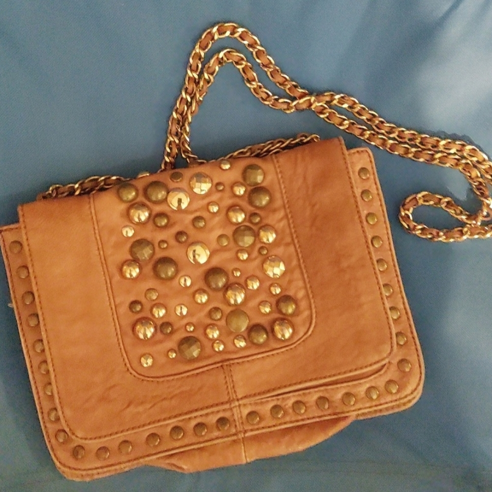 Hype embellished leather shoulder bag